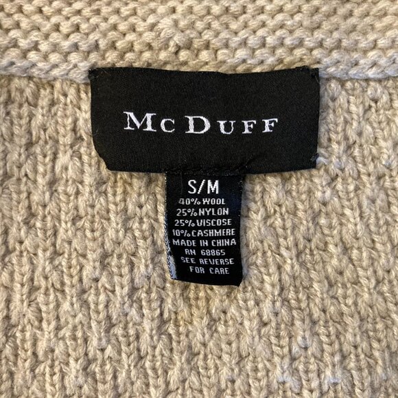 McDuff Light Gray Open Snap Front Poncho Wool Cashmere Mock Neck Sweater S/M - Picture 7 of 15